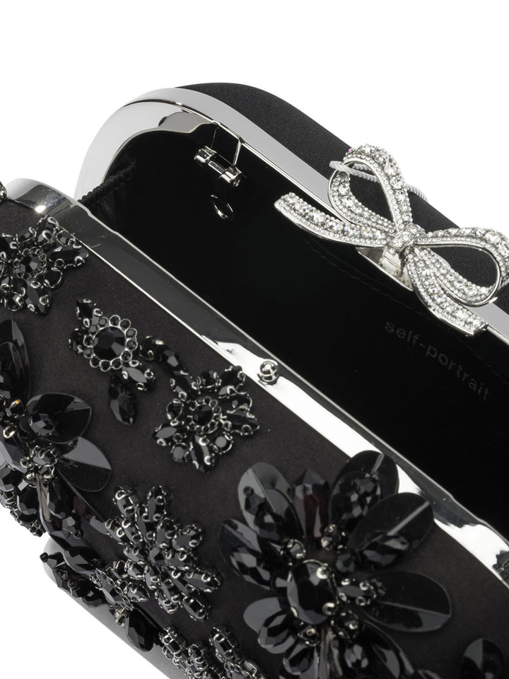 Self-Portrait Satin Clutch Bag With Crystals Clutches - Black | 659d81d4802c5922265d9a2ed7808ca2f5702f88