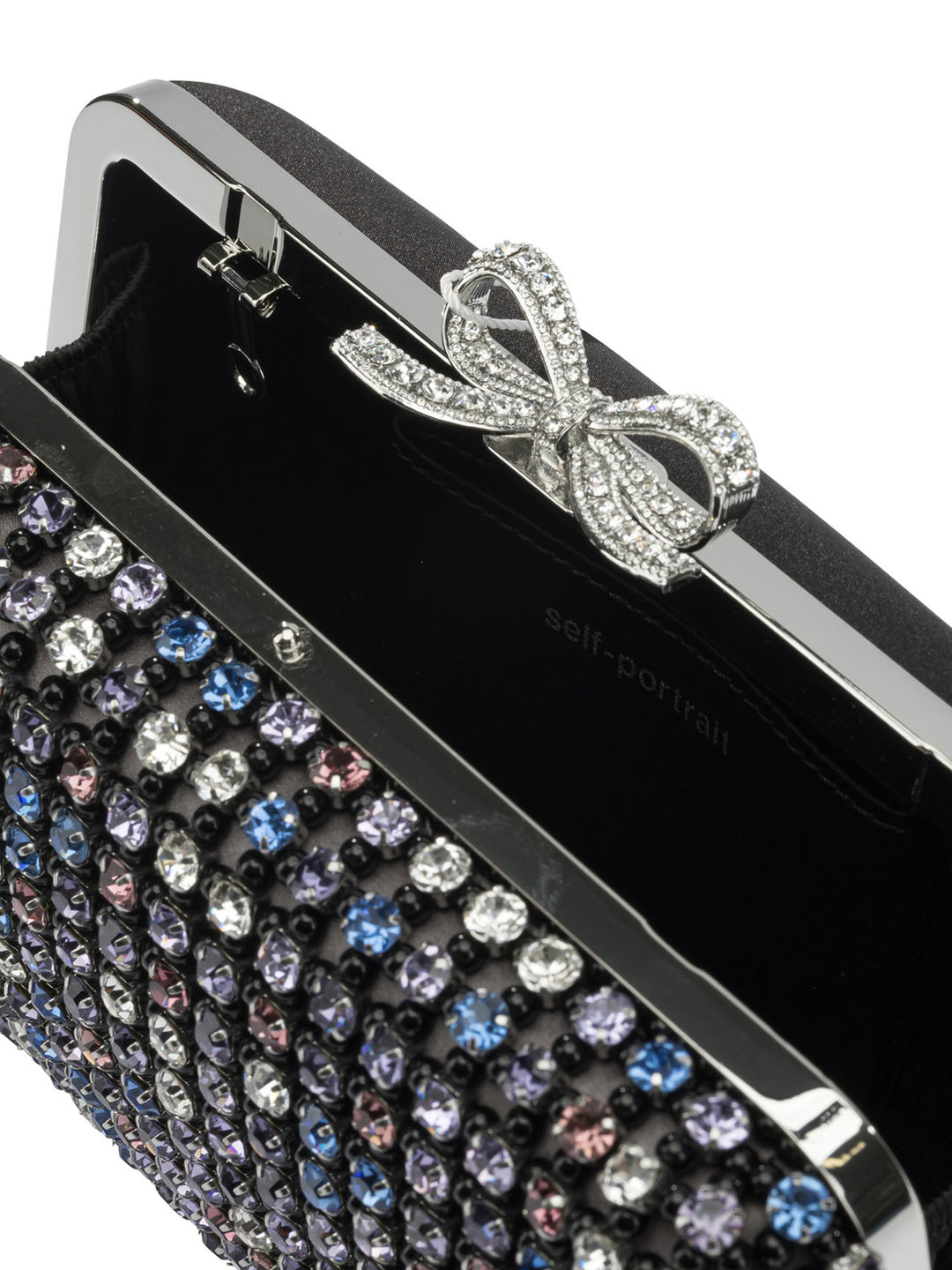 Self-Portrait Multi-Crystal Knit Clutch Bag Clutches - Black | d6bd3d93568627df2c7c9f4c3b5f0e9255cb71d8