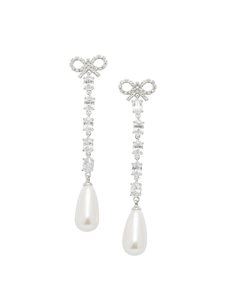 Self-Portrait Bow And Pearl Earrings Jewels - Silver | cc89d9aff5bb01d8d34d0a504b6ee87acc1948dc