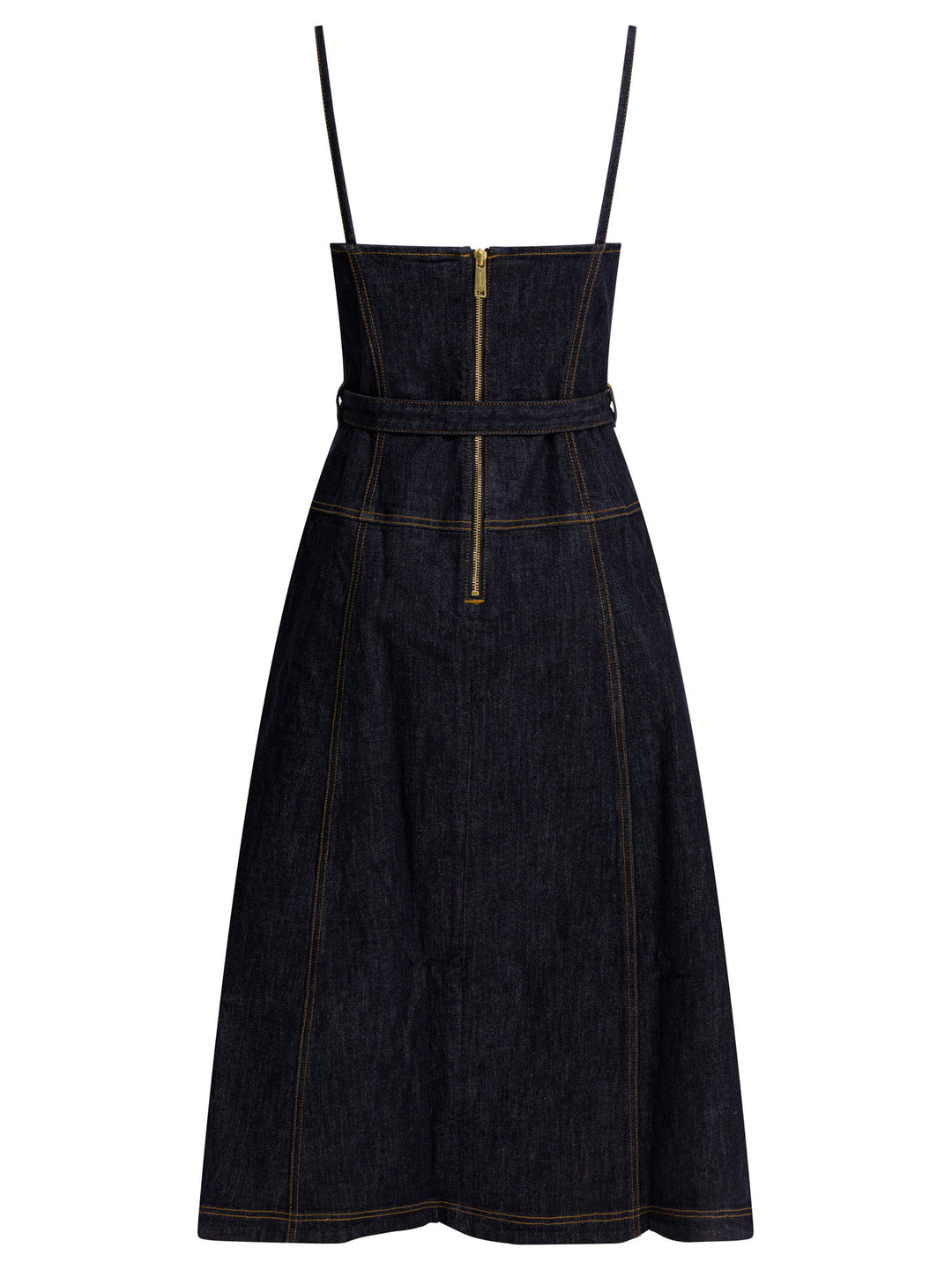 Self-Portrait Denim Flared Midi Dress Dresses - Blue | 6c7e5f71f960fa3f5907fdf09581af147e19b7e7