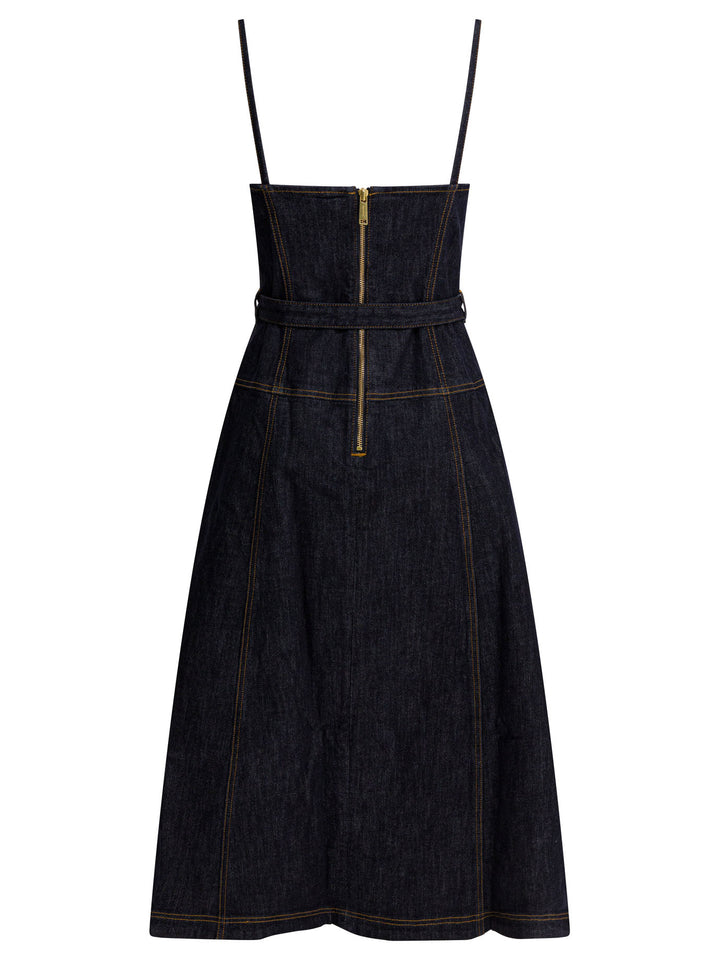 Self-Portrait Denim Flared Midi Dress Dresses - Blue | 6c7e5f71f960fa3f5907fdf09581af147e19b7e7