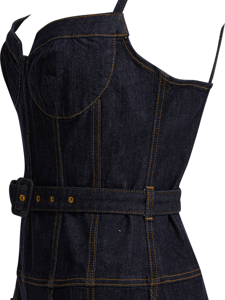 Self-Portrait Denim Flared Midi Dress Dresses - Blue | 7a65fea0550119c5de17ae3cbf93d3355d1c3e66