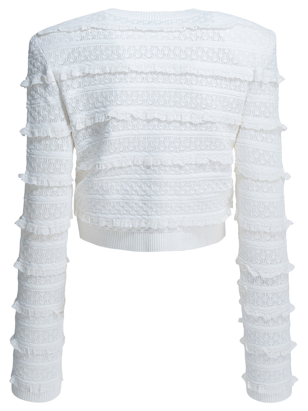 Self-Portrait Woven Knit Cardigan Knitwear - White | 98bb9d7293128aba9f03895a0a6e4b94d3aad297