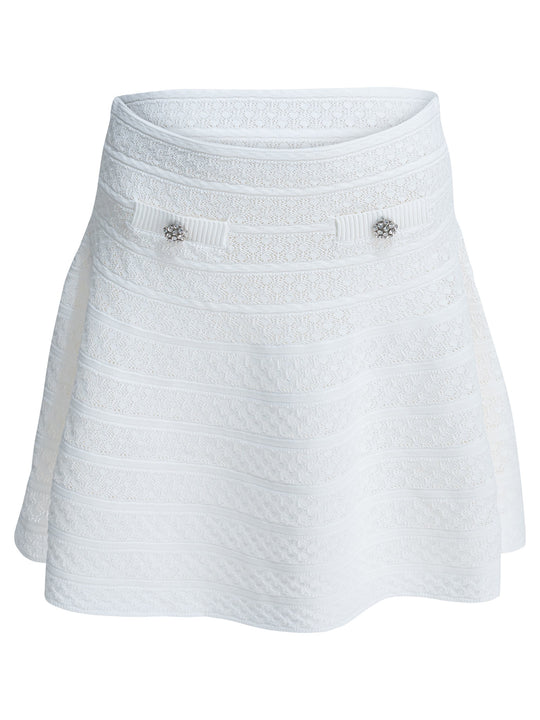 Textured Knit Miniskirt Skirts White