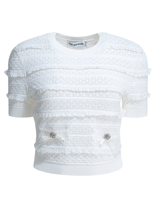 Knitted Crew Neck Sweater Knitwear White