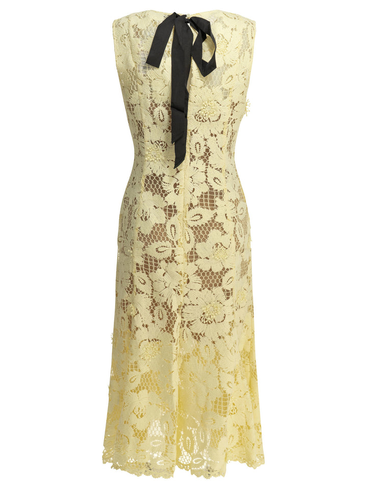 Self-Portrait Flared Midi Dress Dresses - Yellow | f77017391dd1aa9d57302e0333486cf6d54bfc9c