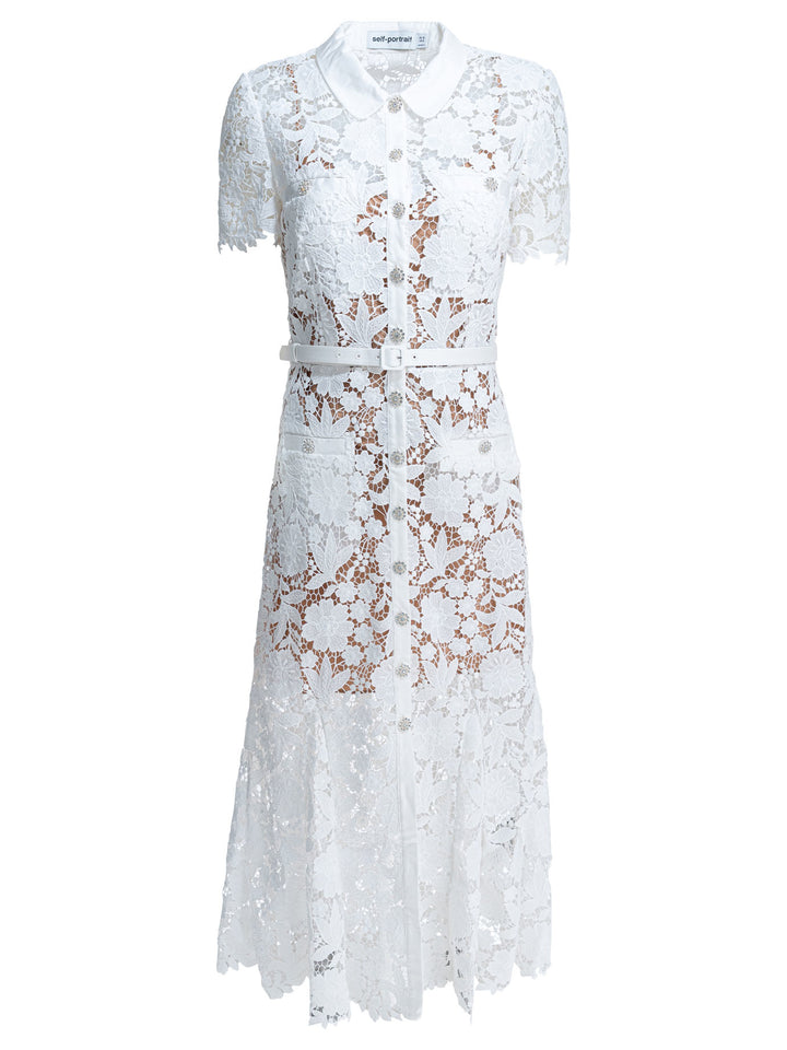 Self-Portrait Embroidered Midi Dress Dresses - White | 5cd964d14a74dceaf0f6325ce1e41687750aeb7f