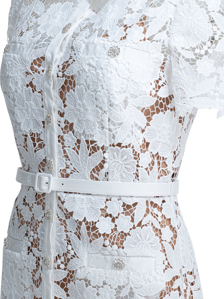 Self-Portrait Embroidered Midi Dress Dresses - White | 079282af55e776df4fc40c0d068510b51574dda8