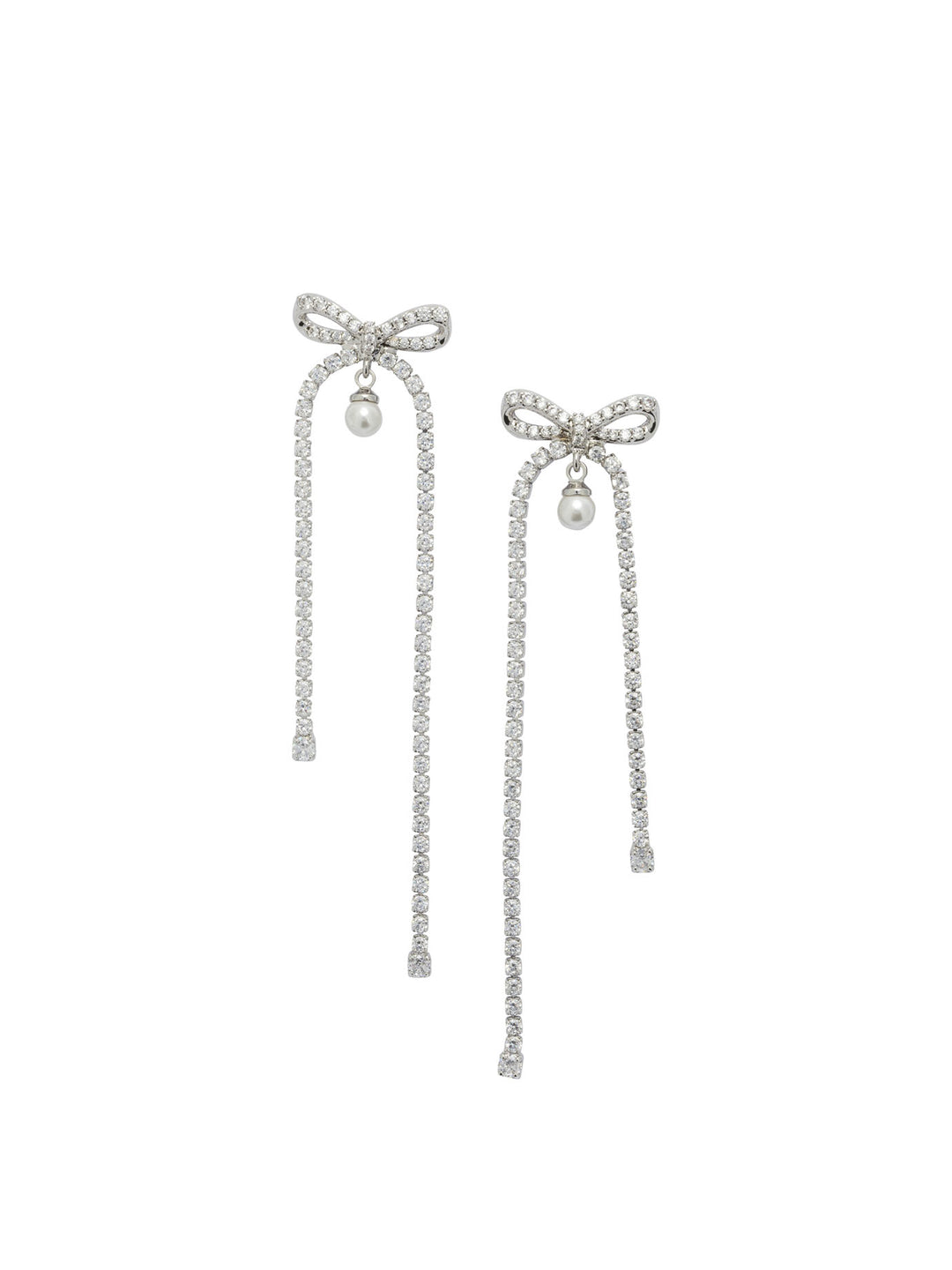Self-Portrait Dangling Earrings With Crystals And Pearls Jewels - Silver | 4172c731ec9d83b3ed62432bdf17630e895c991a