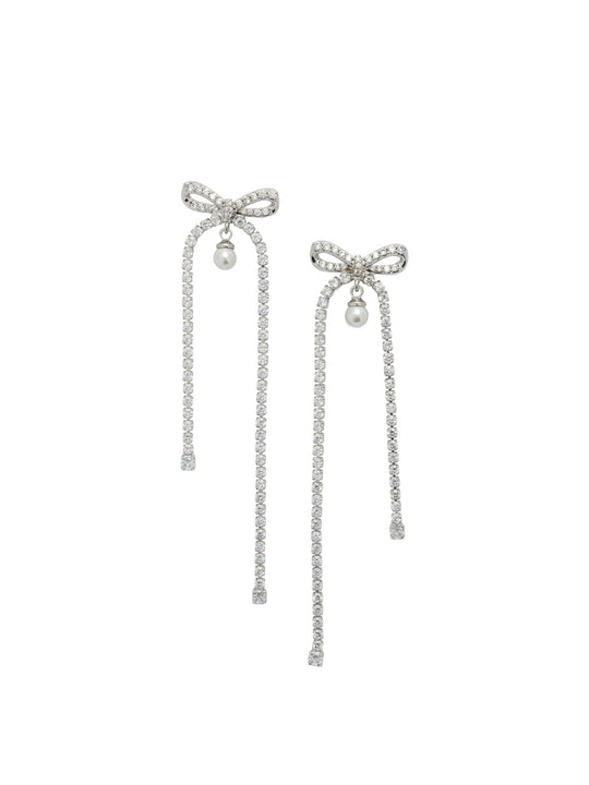 Dangling Earrings With Crystals And Pearls Jewels Silver