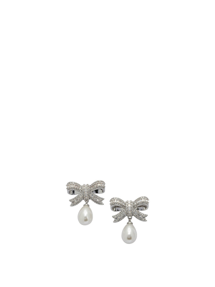 Self-Portrait Drop Earrings With Pearls And Crystals Jewels - Silver | 8dcf28530434e05ad8f346635e523dca0d9d3612