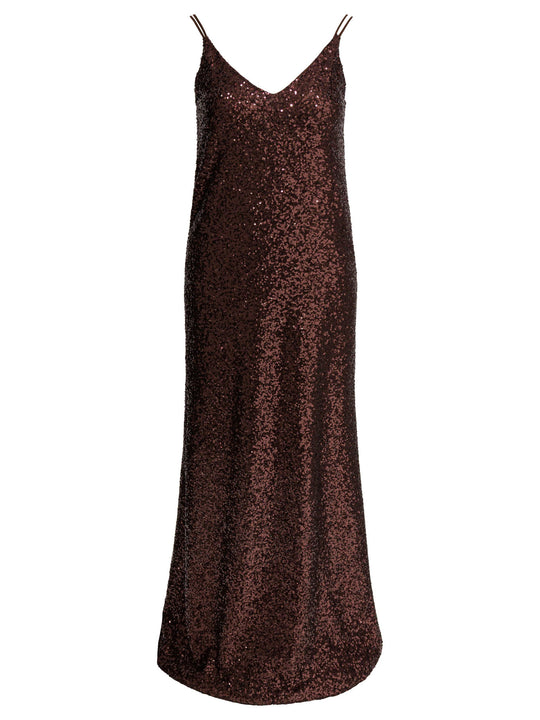 Long Sequined Dress Dresses Brown