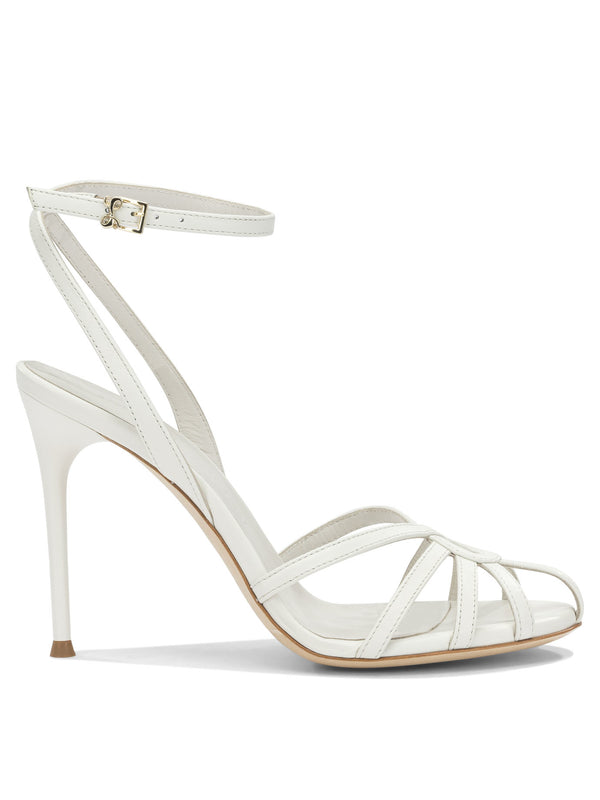100mm Heeled Sandals White