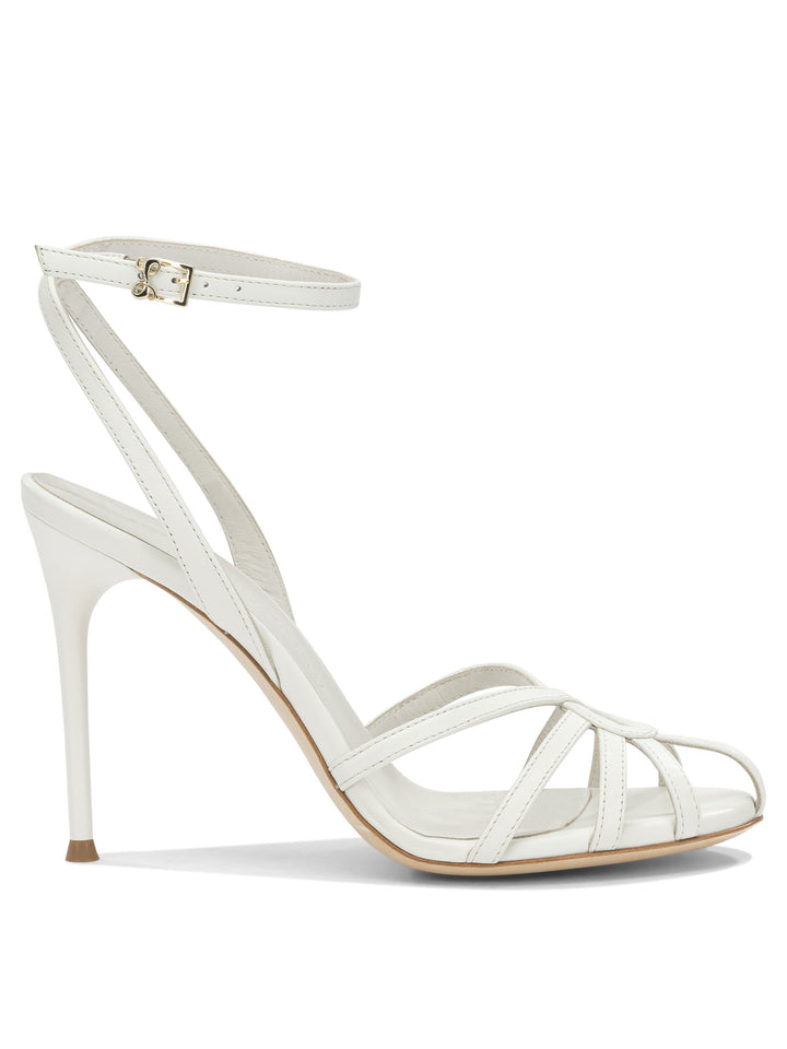 Sergio Levantesi 100mm Heeled Sandals - White | 8e368320957ddb809b74361261358c95c943bbd7
