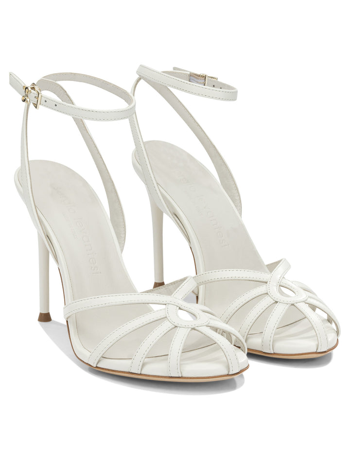 Sergio Levantesi 100mm Heeled Sandals - White | f1537b08648b576d350ec938d6ba20553db97662