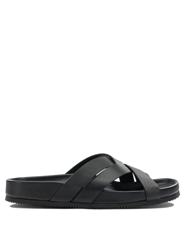 Tom Ford Braided Leather Slides Sandals - Black | 6c233a393ed5ae8148e7de7c5ee9e4bf553f52c7