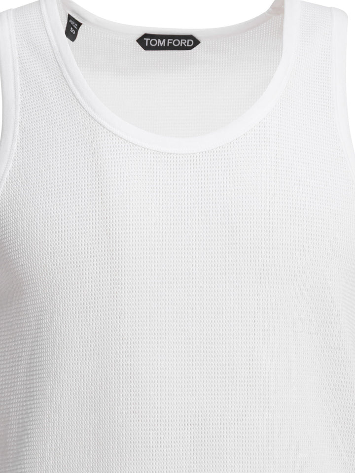 Tom Ford Cotton Mesh Tank Top Tops - White | 9e6de32cdc1d9570c797a59d1817593e977a73da