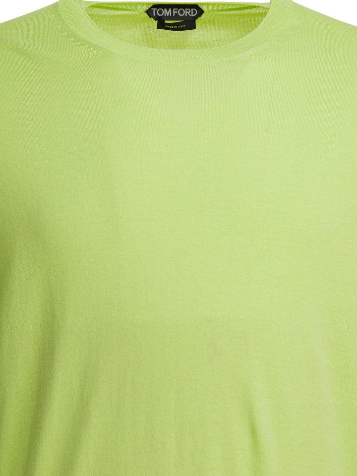 Tom Ford Cotton Crewneck Sweater Knitwear - Green | ccd85020af2ad266071fcb1f0ac3689f9e94095f