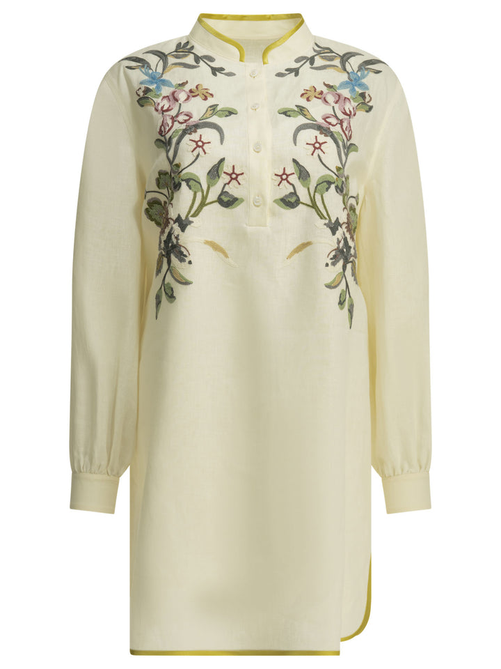 Valentino Embroidered Chemisier Short Dress Dresses - White | 4a50e56cbf21d3d6dc7b8d340e0e9467301af1c2