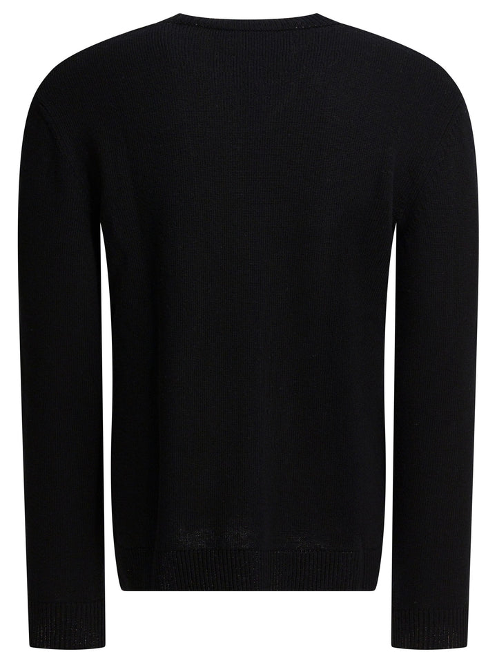 Valentino Wool Sweater With Inlaid V Knitwear - Black | 8224eef96ee86743199031330e7c58918594b5c4