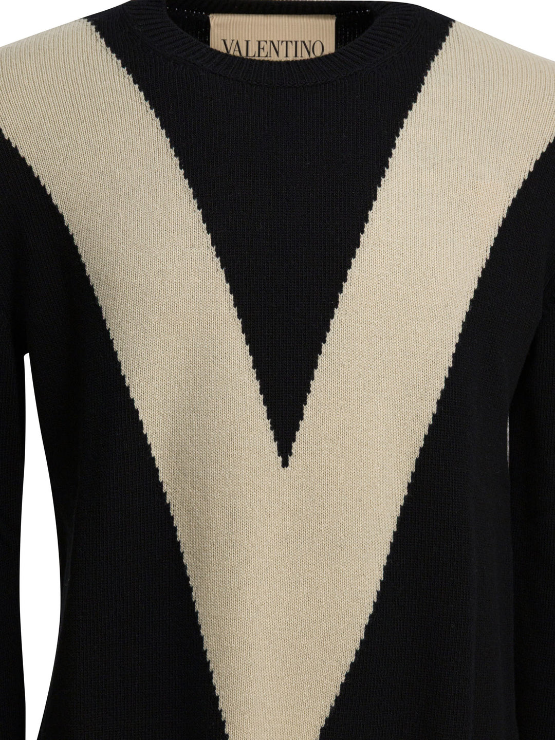 Valentino Wool Sweater With Inlaid V Knitwear - Black | 2ae4a8cd8ac81b29e79f95ce9eb53f116b9e6521