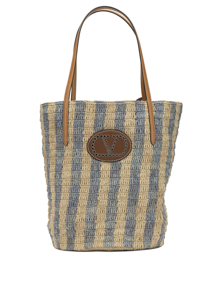 Valentino Garavani Vlogo Raffia Medium Shoulder Bag Shoulder Bags - Beige | ca8040e020c95145953c7fdeb510280c27a1dbaf