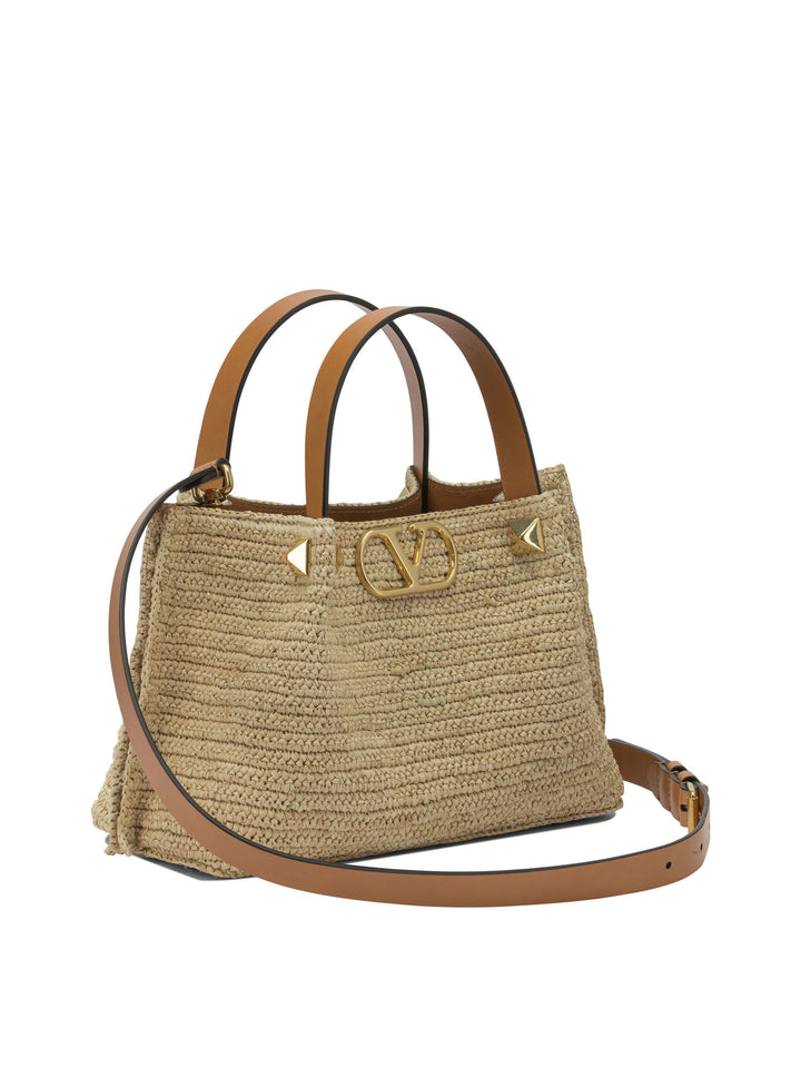 Valentino Garavani Vlogo Raffia Medium Handbag Handbags - Beige | 7026e2f7aa4b84982f61d88861378c90c2d2b198