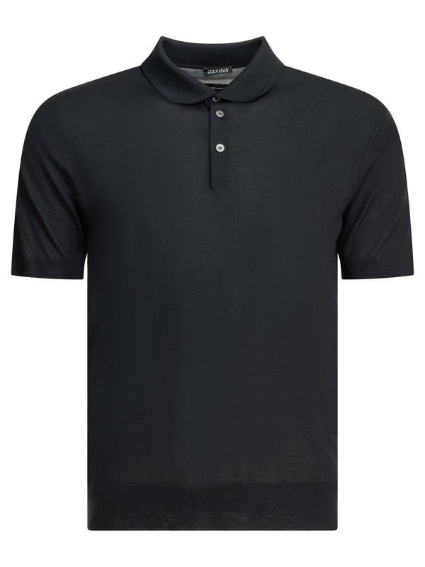 Wool Button-Down Polo Shirt Polo Shirts Blue