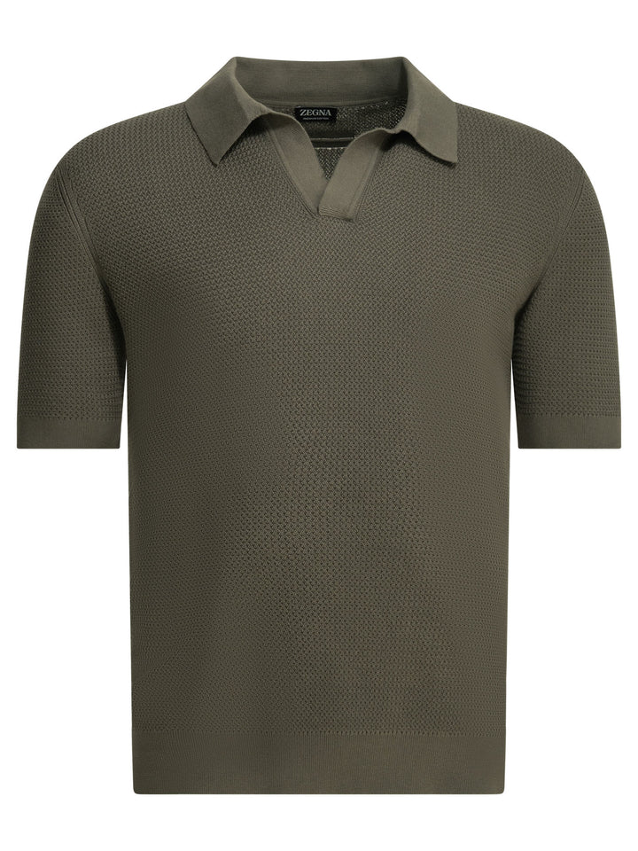Zegna Cotton Buttonless Polo Shirt Polo shirts - Green | 8de5bf0ea289b7b7355c9b841d231d49da4fa373