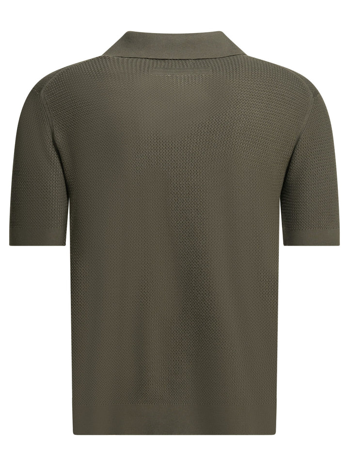 Zegna Cotton Buttonless Polo Shirt Polo shirts - Green | 403dc712ce7fe7aa74ae8cd3e2e927a1f8ad9ed6