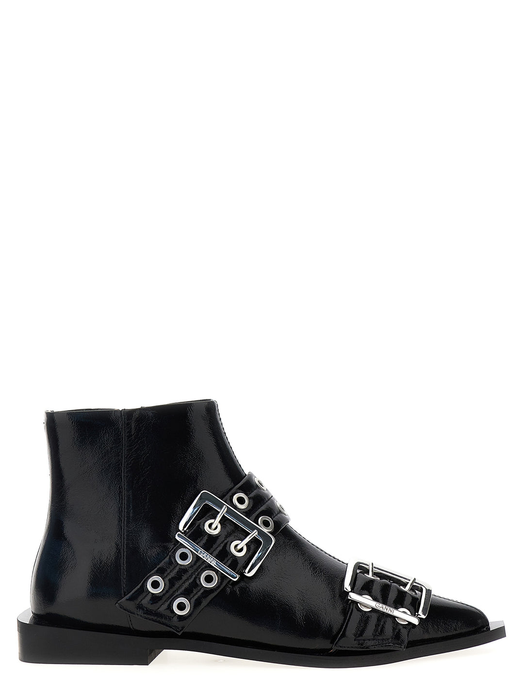 Wide Belt Buckle Boots, Ankle Boots Black