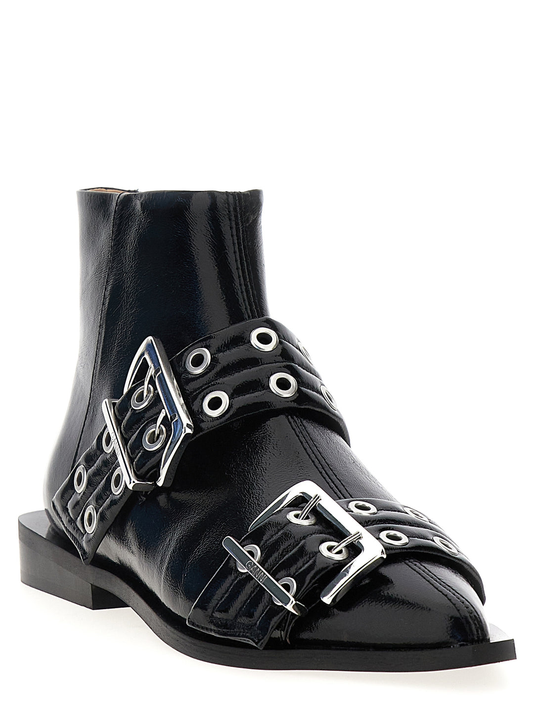 Wide Belt Buckle Boots, Ankle Boots Black