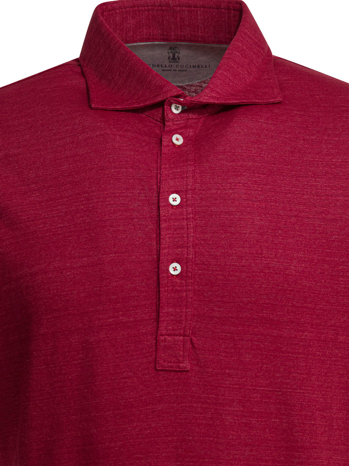 Brunello Cucinelli Linen And Cotton Button-Down Polo Shirt Polo shirts - Red | 31532a4e047d9ddb269cc0de34f0760c9d903147