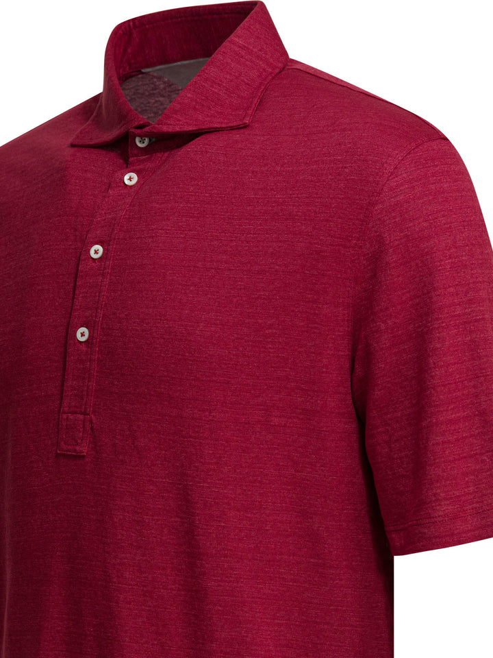 Brunello Cucinelli Linen And Cotton Button-Down Polo Shirt Polo shirts - Red | 6e2909dd8a07466f39cea1240c3282183947ce95