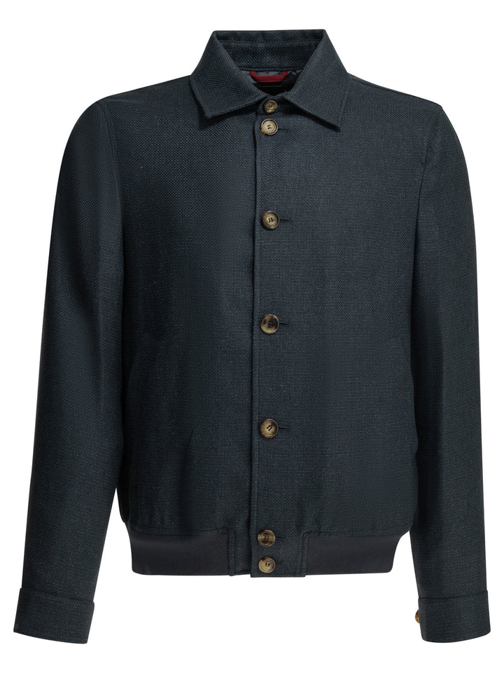 Brunello Cucinelli Lightweight Jacket Made Of A Silk-Linen Blend Jackets and Coats - Blue | d4fafc22a01547b32ea8a3c69db23872685240b1