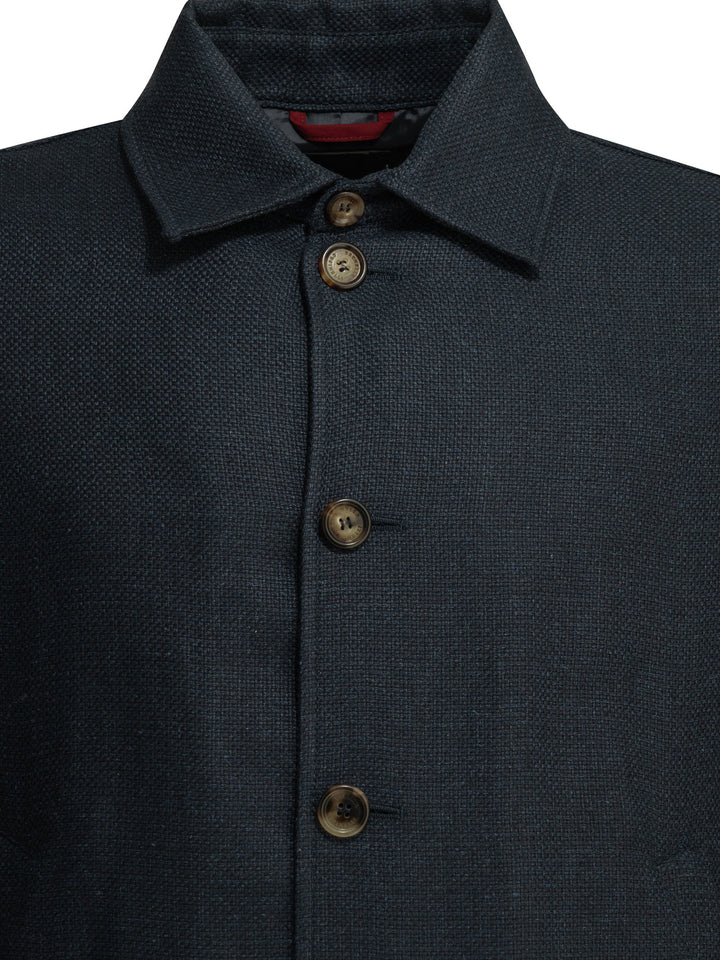 Brunello Cucinelli Lightweight Jacket Made Of A Silk-Linen Blend Jackets and Coats - Blue | 311ab8217f1683ed58fd2f540b9a972b3c895a5f