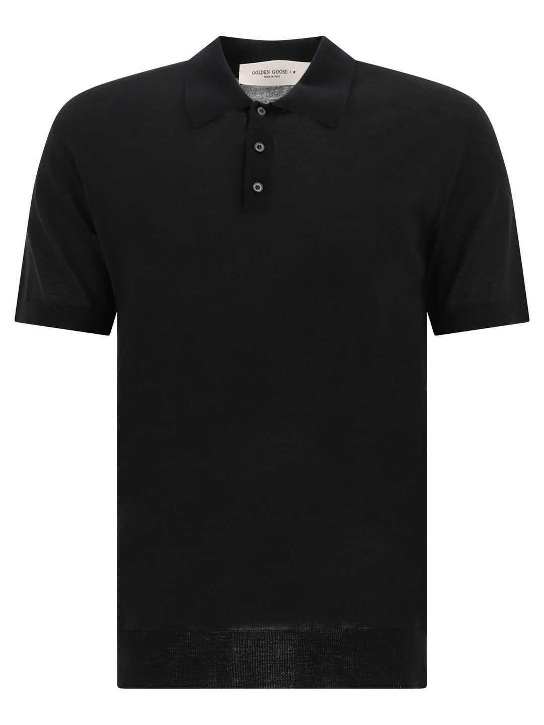 Golden Goose Merino Wool Button-Down Polo Shirt Polo shirts - Black | 2b7ccd8bececdc216435890c9bdacca361cbf521