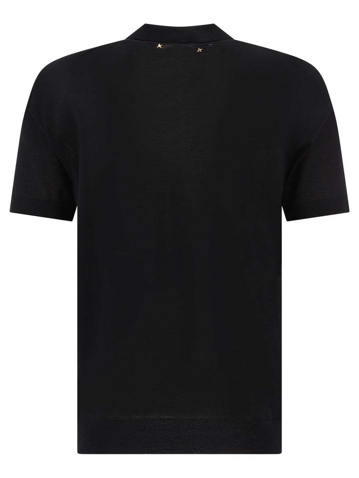 Golden Goose Merino Wool Button-Down Polo Shirt Polo shirts - Black | b053d92f42f5175163f2812ab284f47ece36edb3