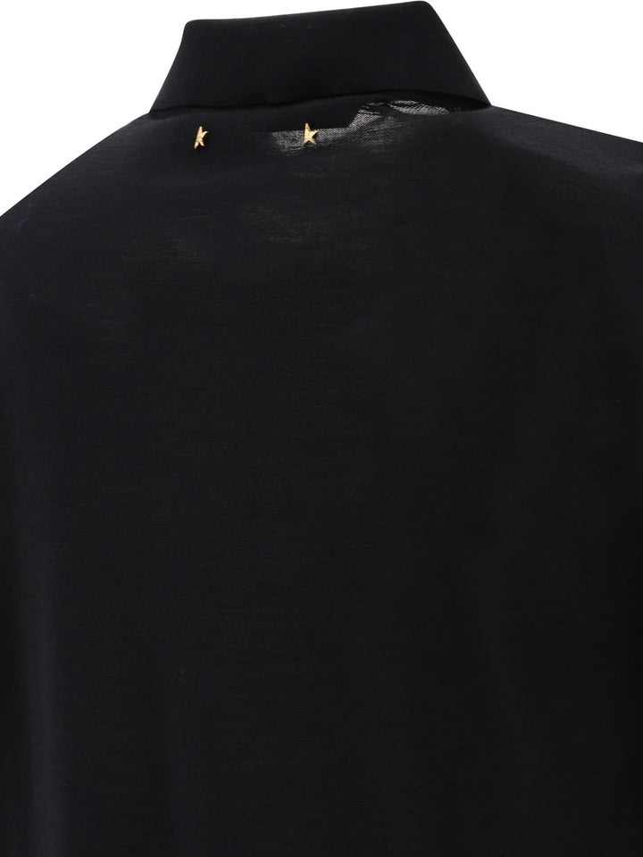Golden Goose Merino Wool Button-Down Polo Shirt Polo shirts - Black | f2ad209c5c53f43e776187d15eb91efcc8232d20