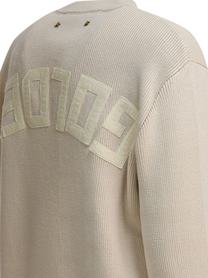 Golden Goose Crewneck Sweater With Reverse Logo Knitwear - Beige | 658550a94e7bc5b3da9a0ed7aa9b823a9dcd1cb8