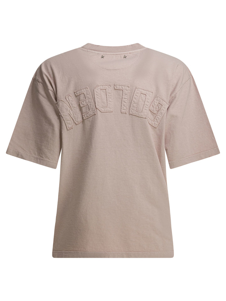 Golden Goose Crew Neck T-Shirt With Reverse Logo T-shirts - Pink | ccdd2b65c577124c5548ee8251ebd9640f694ba1