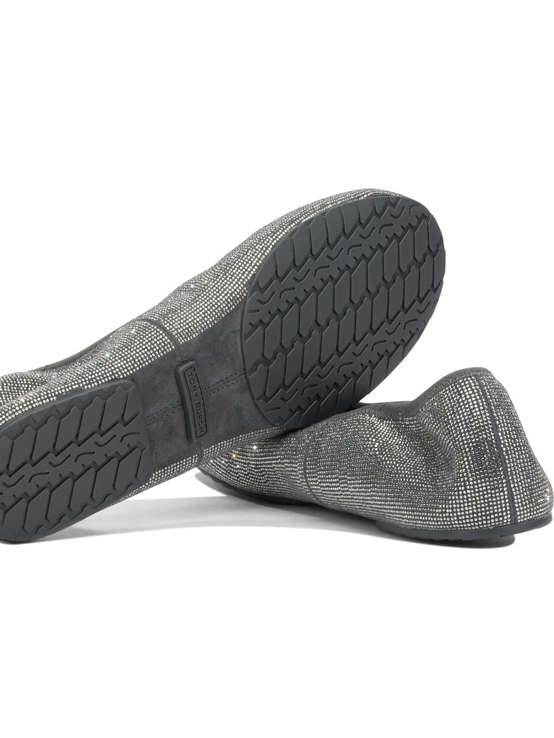 Tory Burch Reva Pavé Ballerinas Silver