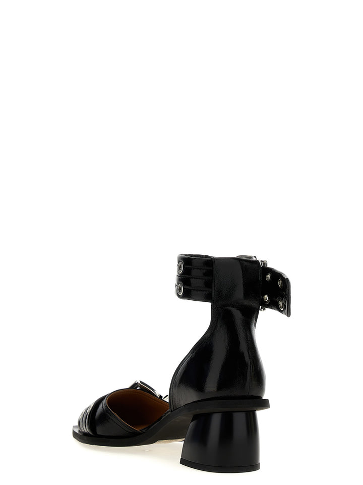 Ganni Buckle Open Cut Pumps - Black | 133250cdec5b5309eeca42bfb09d7e58e4384749