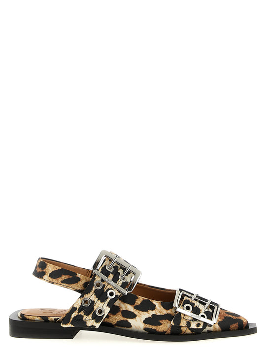 Leopard Satin Feminine Buckle Flat Shoes Multicolor