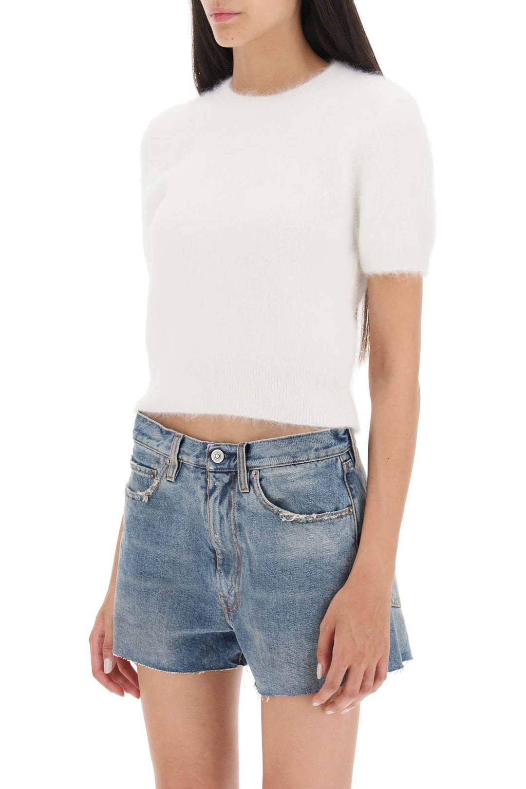 Angora Wool Short Sleeved Top