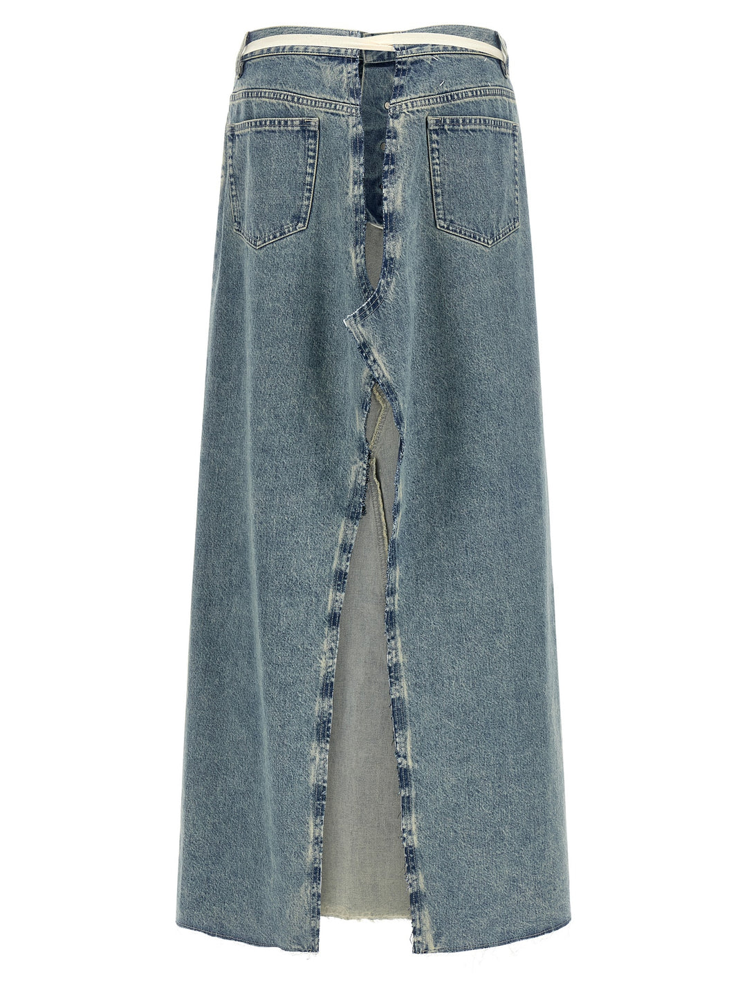 Maison Margiela Raw Hem Denim Skirt Skirts - Light Blue | be2aec128558dc260f0415664e6bc0fba13699d8