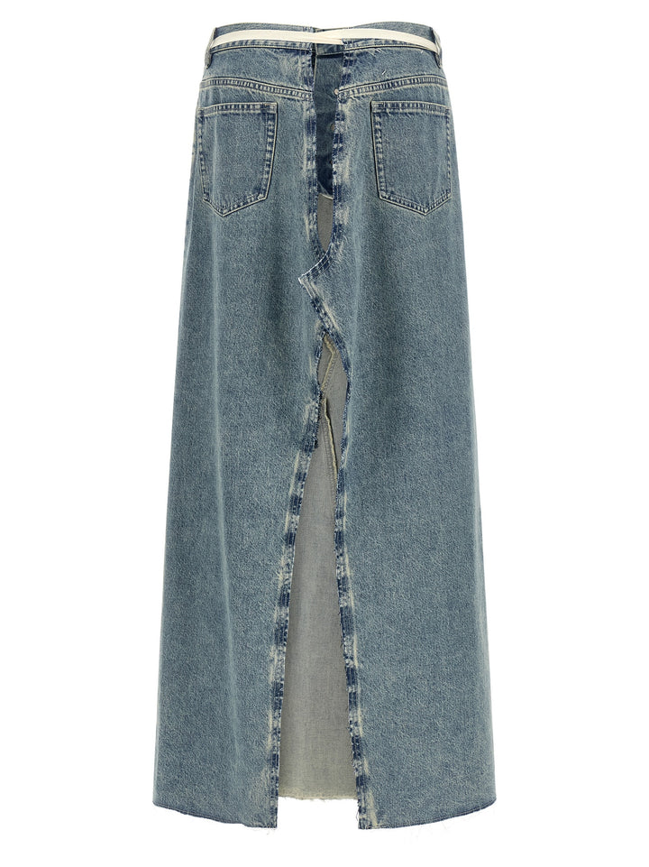 Maison Margiela Raw Hem Denim Skirt Skirts - Light Blue | be2aec128558dc260f0415664e6bc0fba13699d8