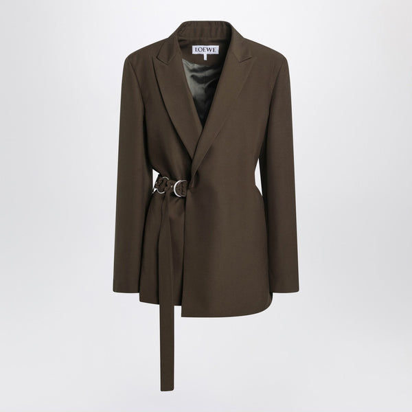 Khaki Green Double-Breasted Wool Jacket