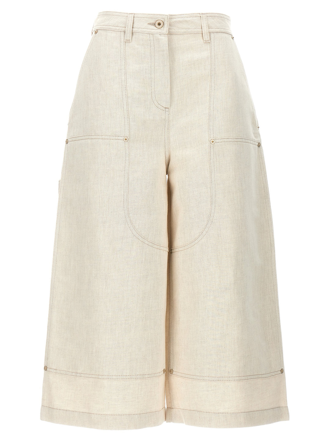 Cropped Workwear Trousers Pants Beige