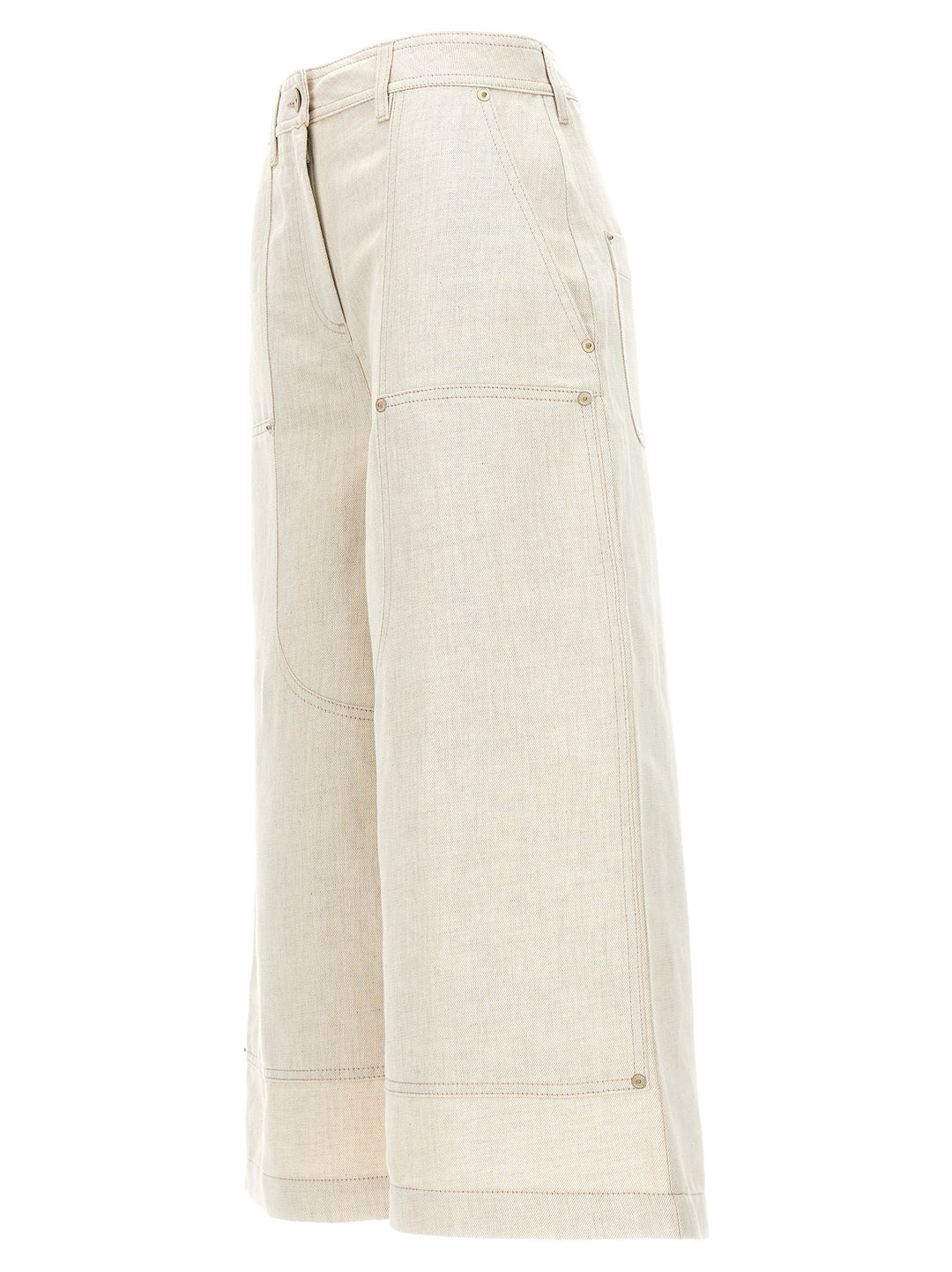 Cropped Workwear Trousers Pants Beige